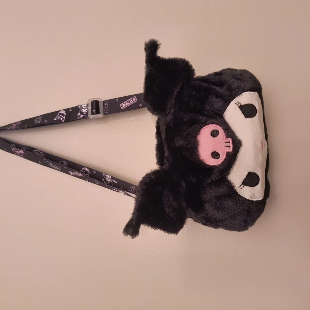 Black and Pink Plush Panda Backpack